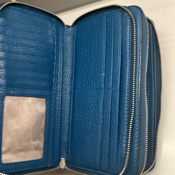 Michael Kors MICHAEL Adele Steel Blue Double Zip Wallet - Picture 9 of 10